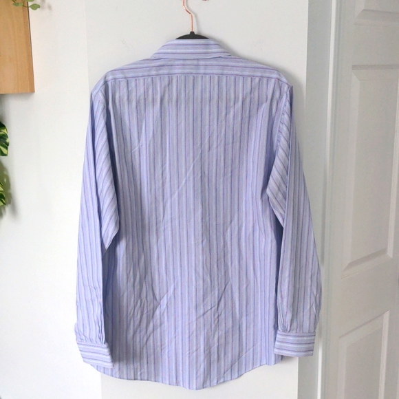 Brooks Brothers Dress Shirt Large Pinstripe Blue/white/purple, button down - Picture 3 of 6